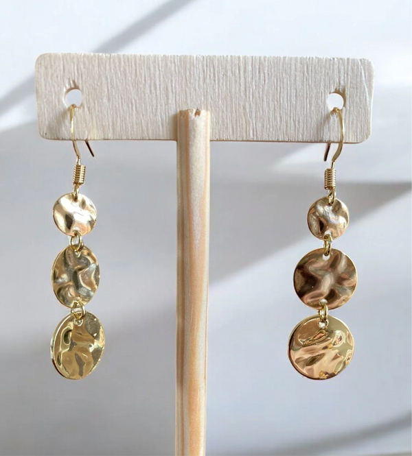 UnCage Gold 3 Disc Earrings