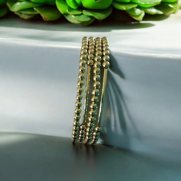 UnCage 4 Piece Beaded Bracelet Set, 14k Gold Plated Beads