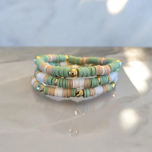UnCage 3 Piece Set Sage Beaded Bracelets