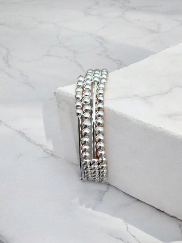 UnCage 4 Piece Beaded Bracelet Set, Sterling Silver Plated Beads