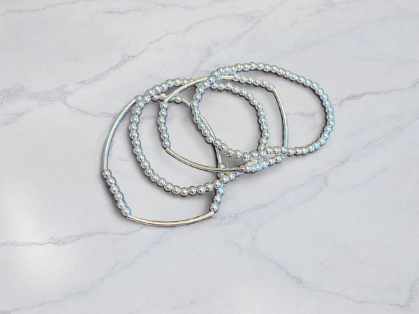 UnCage 4 Piece Beaded Bracelet Set, Sterling Silver Plated Beads