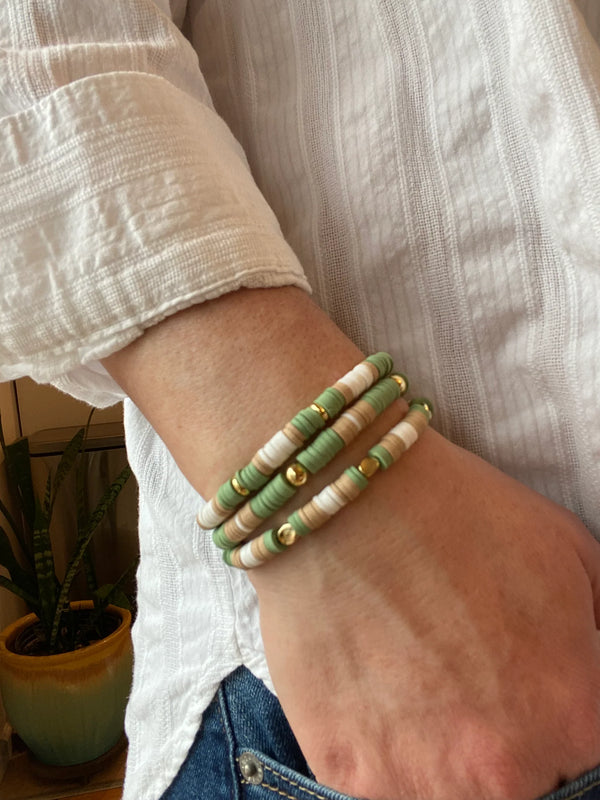 UnCage 3 Piece Set Sage Beaded Bracelets