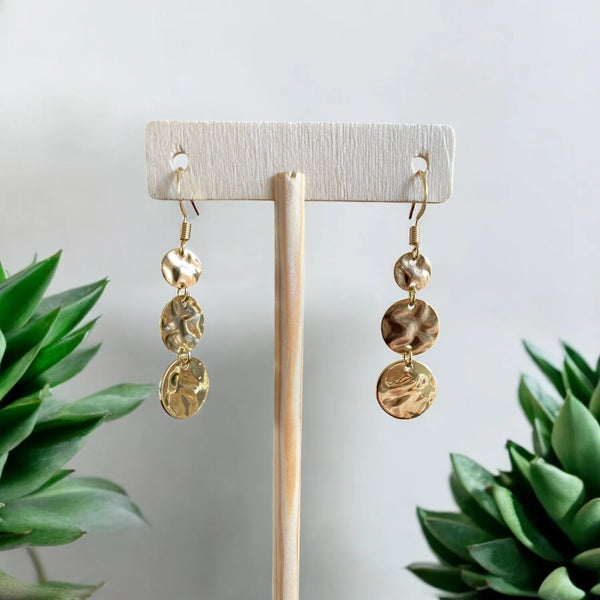 UnCage Gold 3 Disc Earrings