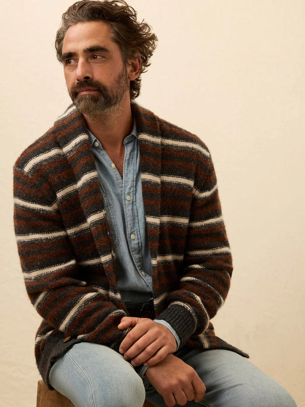 Faherty Striped Cardigan Sweater