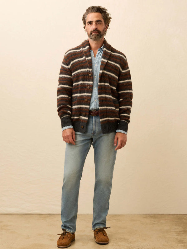 Faherty Striped Cardigan Sweater