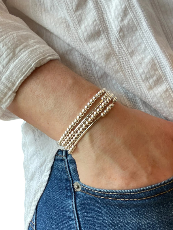 UnCage 4 Piece Beaded Bracelet Set, Sterling Silver Plated Beads
