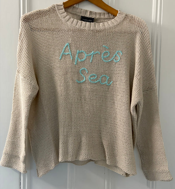 Wooden Ships Apres Sea Embroidered Crew Cotton Sweater