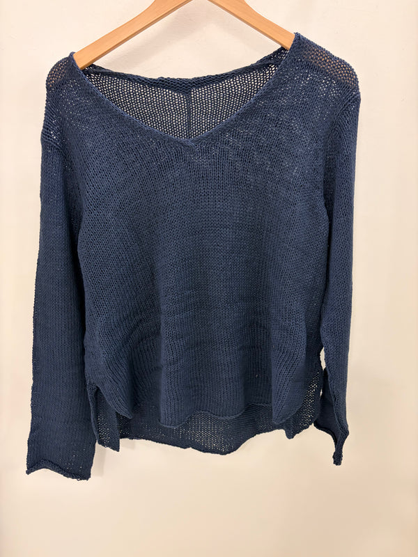 Wooden Ships Shirt Tail V Cotton Sweater