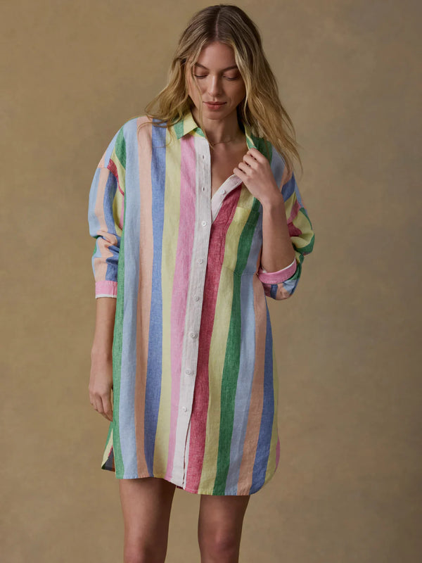 Faherty Laguna Linen Mini Shirtdress