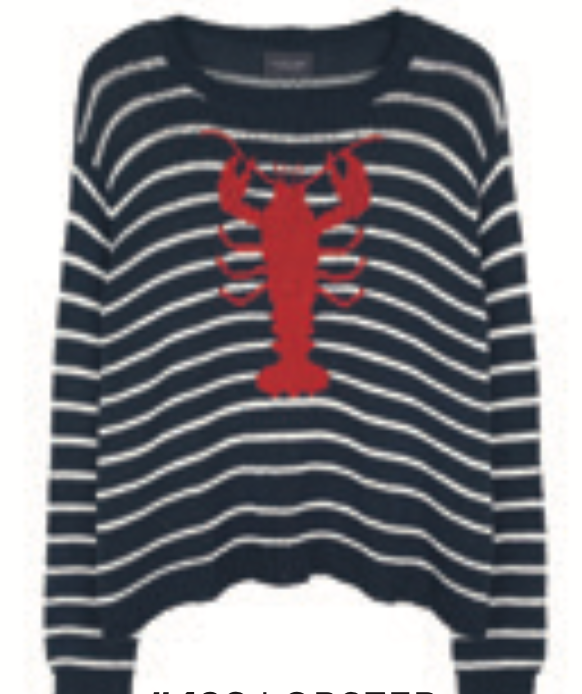 Wooden Ships Lobster Striped Crew Cotton Sweater