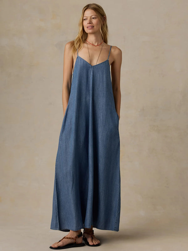 Faherty Tried & True Chambray Slip Dress