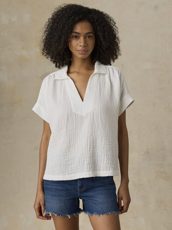 Faherty Dune Cotton Gauze Zoe Top