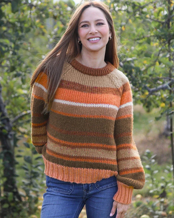 Wooden Ships Inez Striped Raglan Crew Chunky Sweater