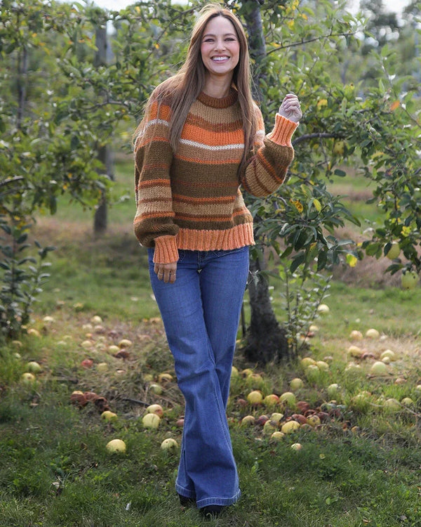 Wooden Ships Inez Striped Raglan Crew Chunky Sweater